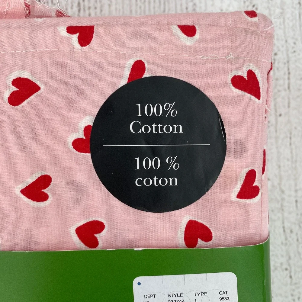 Kate Spade Sheet Set FULL Pink Red Brushstroke Hearts 100% Cotton Valentines